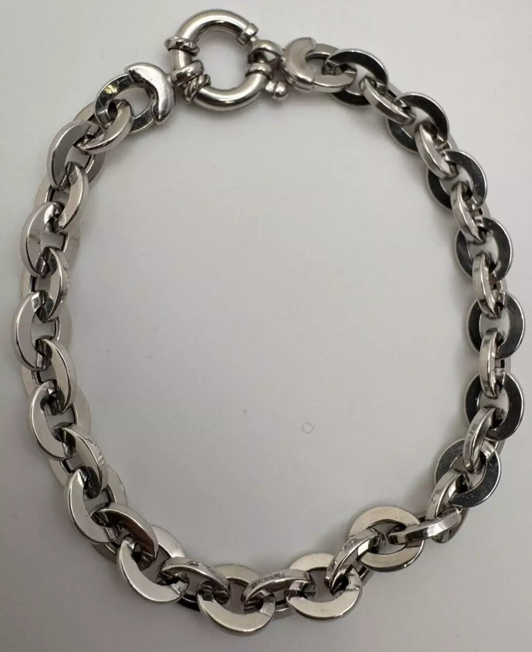 14k White Gold Link Bracelet 7 Inch