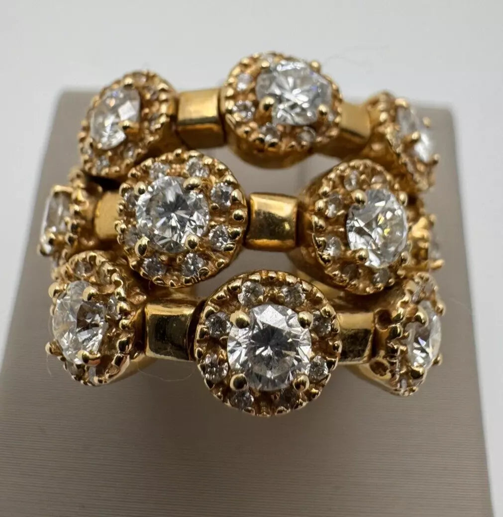 Estate Sonia Bitton 14k Yellow Gold Flower Ring With Diamonds 1.80ct Size 5