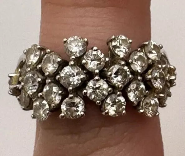 18k White Gold Diamond Cluster Sonia Bitton Ring Size 5 2.16ct Diamonds