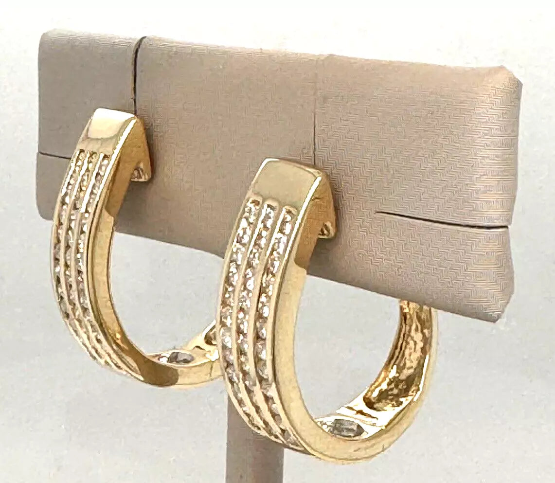 14k Yellow Gold Huggie Diamond Earrings 1 Carat
