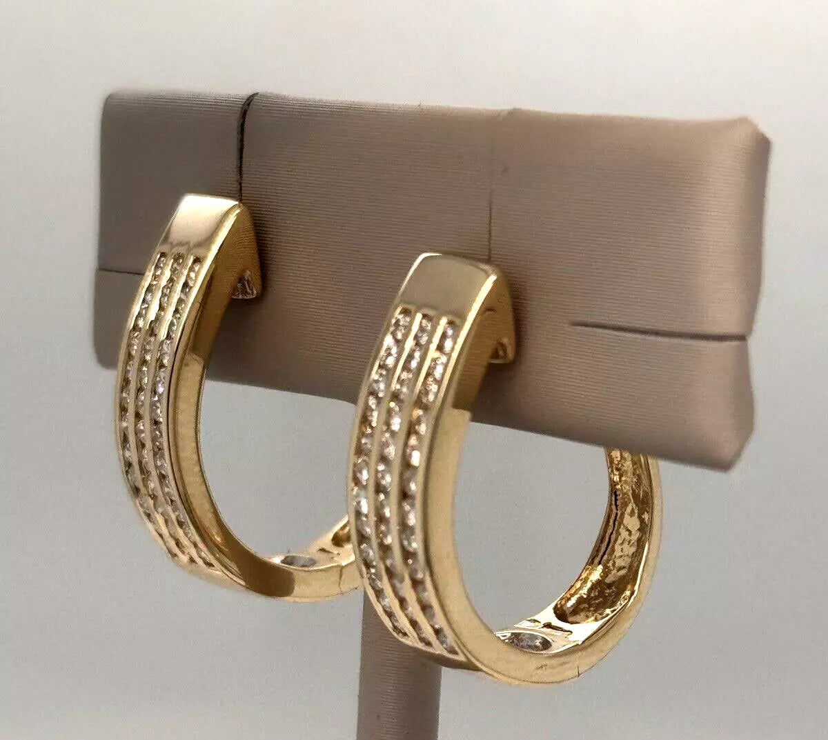 14k Yellow Gold Huggie Diamond Earrings 1 Carat