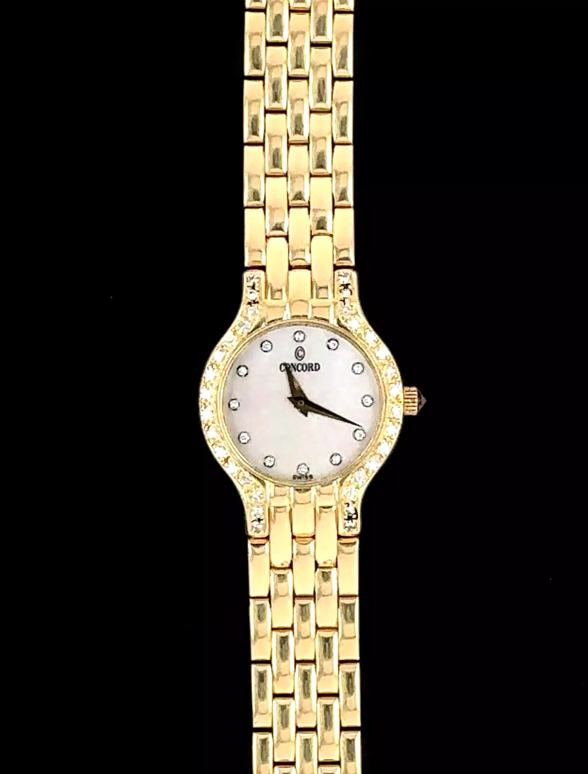 Ladies Concord Les Palais 14k Solid Yellow Gold Watch W/diamond Bezel &amp; MOP Dial