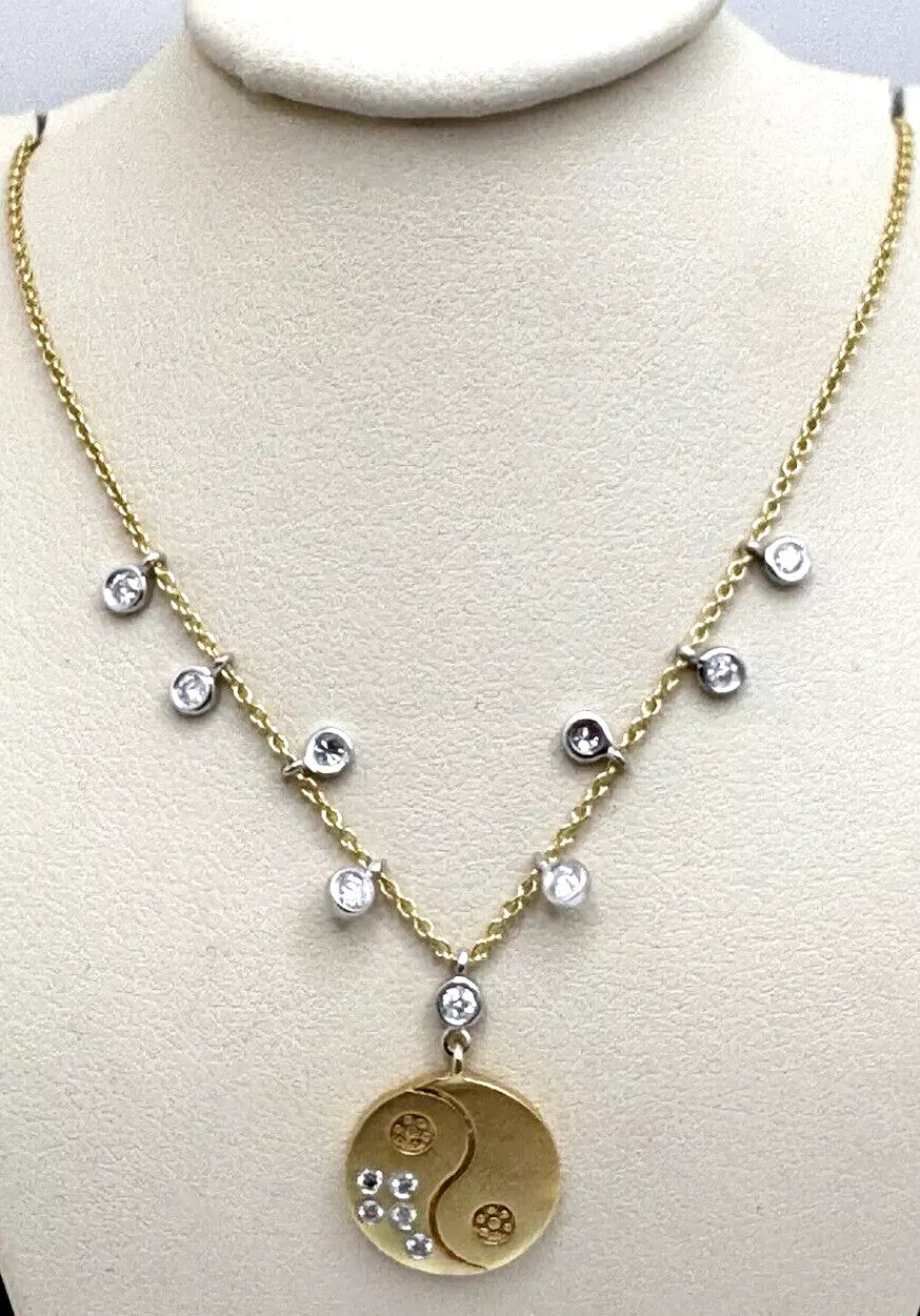 14k Yellow Gold Meira t Designs Yin Yang Pendant With Diamonds .22ct