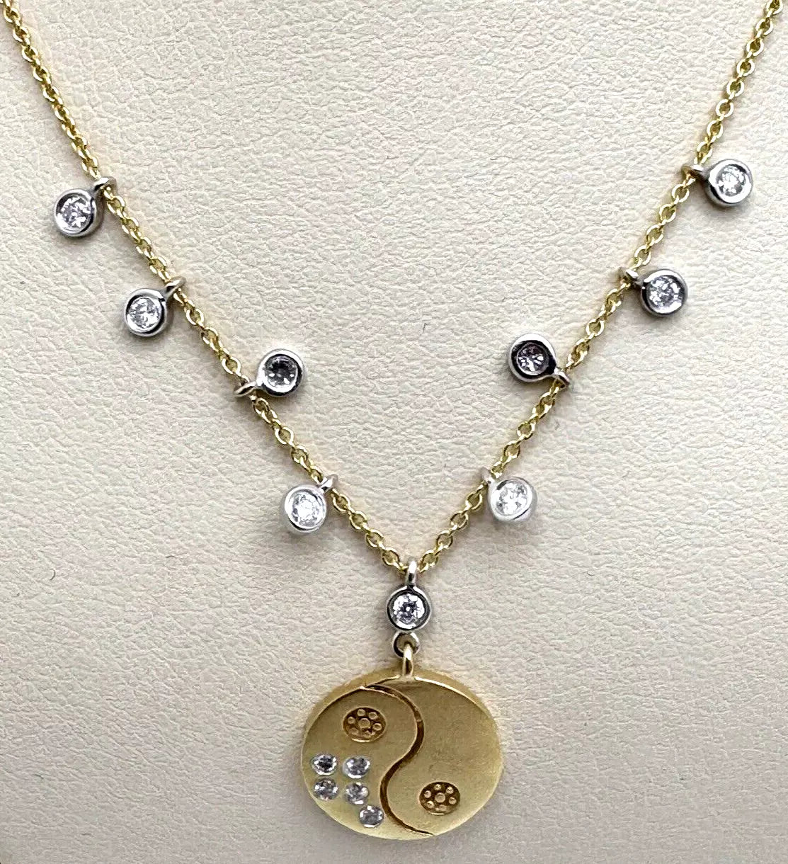 14k Yellow Gold Meira t Designs Yin Yang Pendant With Diamonds .22ct