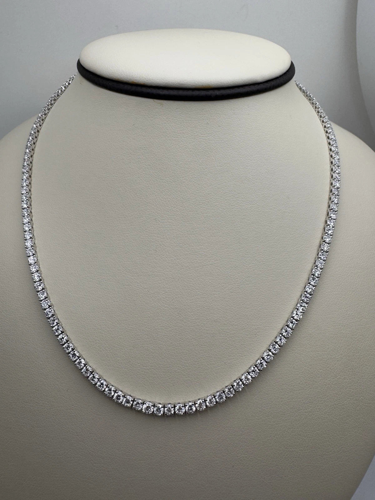 Sterling Silver 925 Lab Grown Diamond Tennis Eternity Necklace 10 Carat Diamonds
