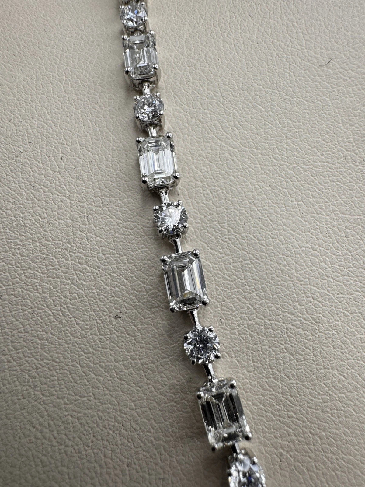 18k White Gold Lab Grown Diamond Oval Drop Tennis Necklace 17.8 Ctw