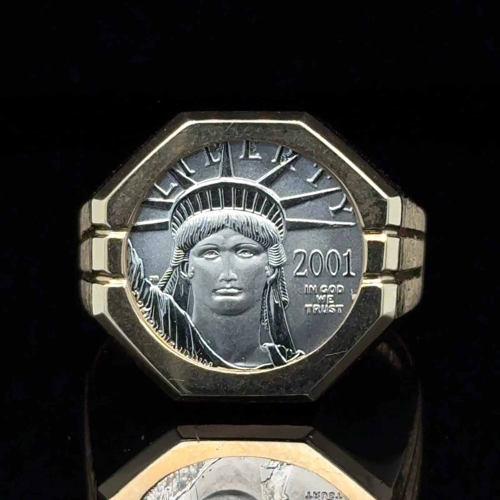 14k Yellow Gold Ring With Platinum 1/10 Ounce Coin