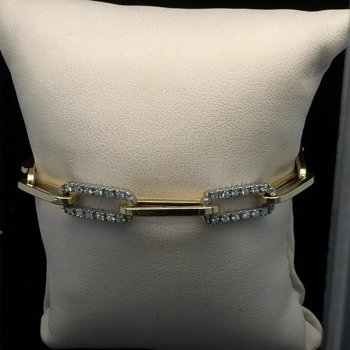 14k Yellow Gold Paperclip Bracelet With 2 Diamond Links .44ctw