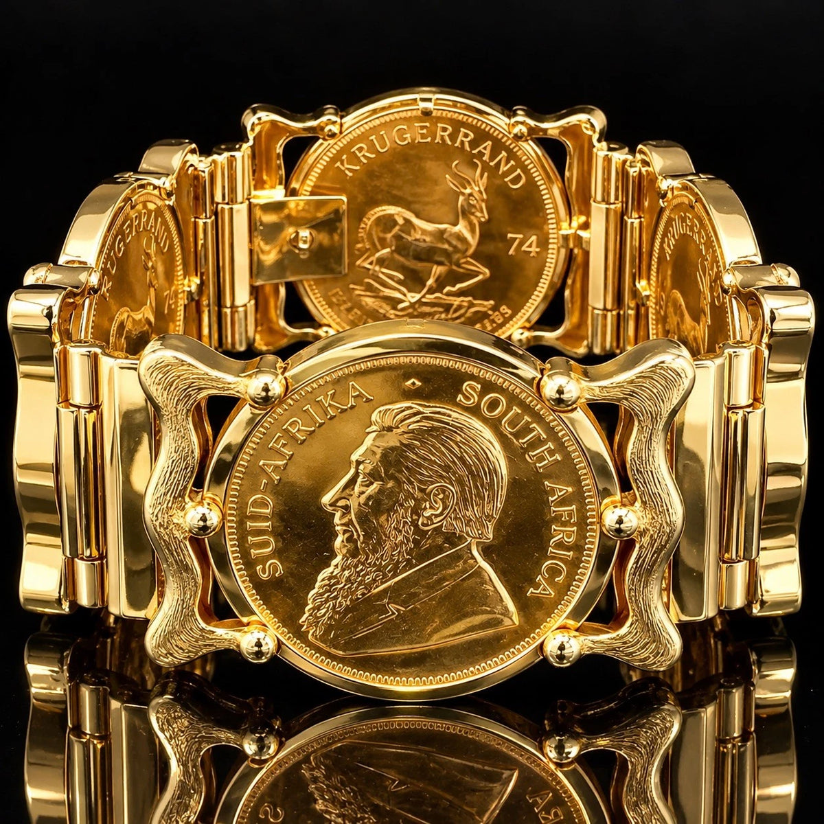 14K YG Krugerrand Coin Bracelet 87.28 DWT 14K Gold Bracelet Weighing 42.82 DWT