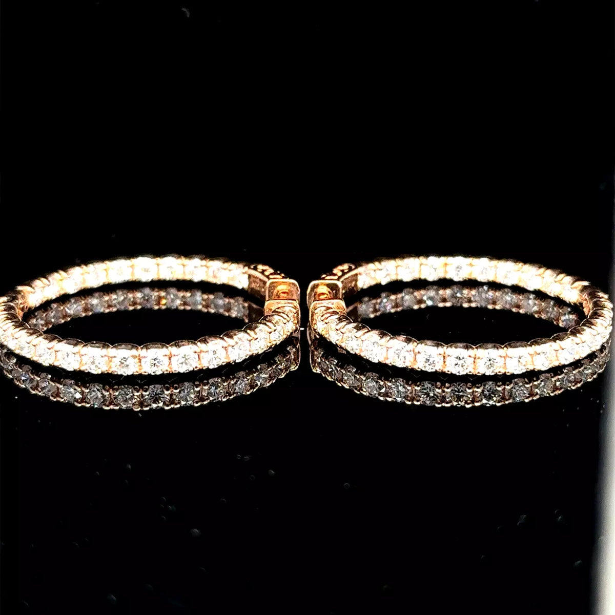 14k Rose Gold Beautiful Diamond Hoop Earrings With 5.20ctw G-Si1 13.2 grams Gold