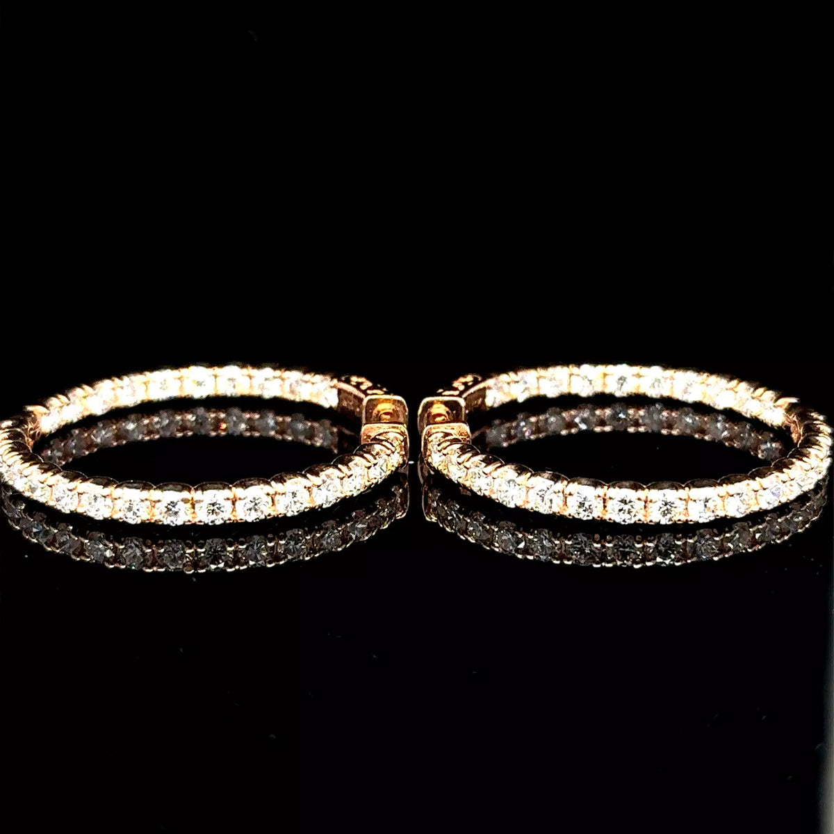 14k Rose Gold Beautiful Diamond Hoop Earrings With 5.20ctw G-Si1 13.2 grams Gold