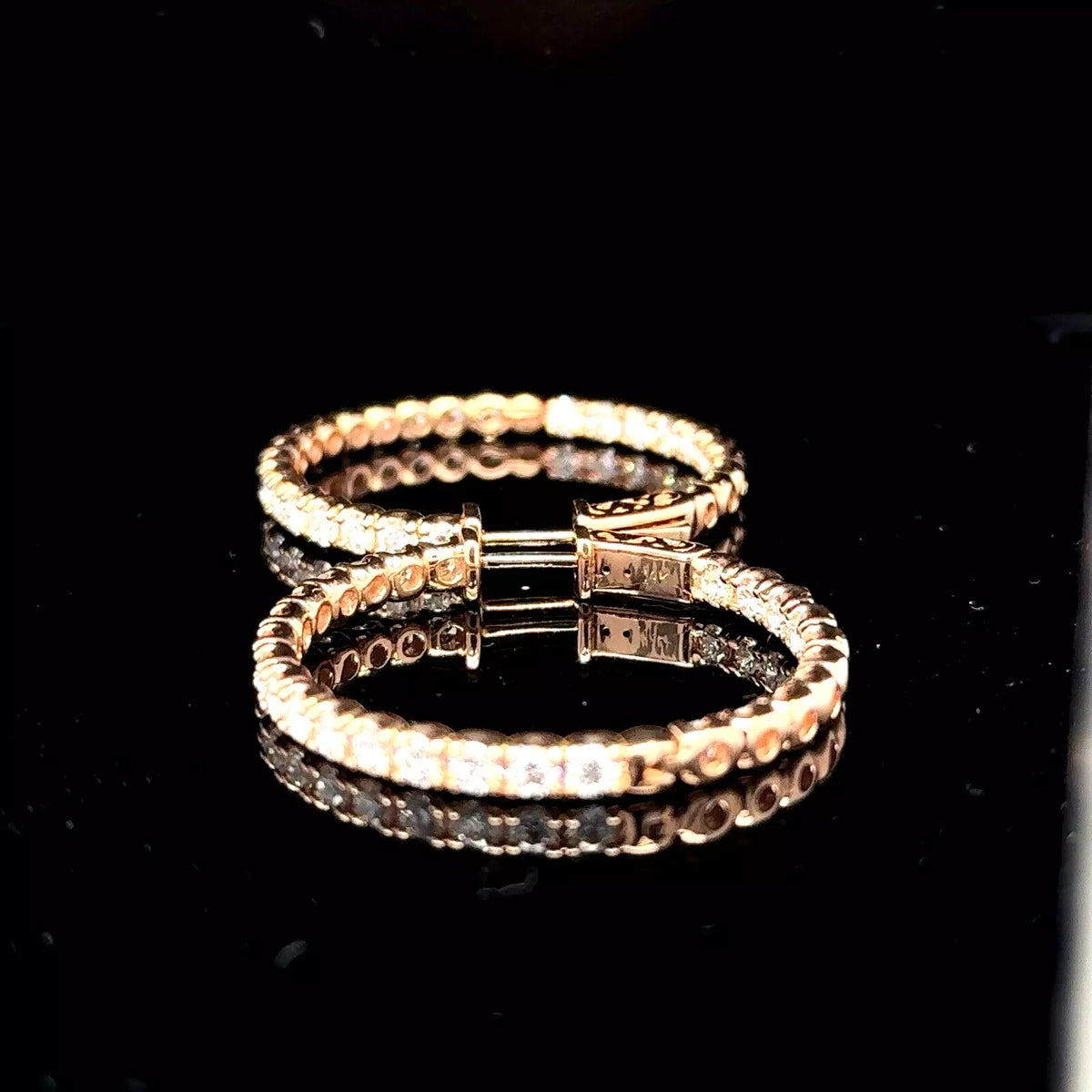 14k Rose Gold Beautiful Diamond Hoop Earrings With 5.20ctw G-Si1 13.2 grams Gold