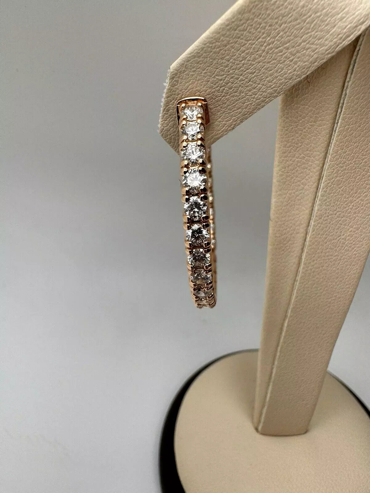 14k Rose Gold Beautiful Diamond Hoop Earrings With 5.20ctw G-Si1 13.2 grams Gold