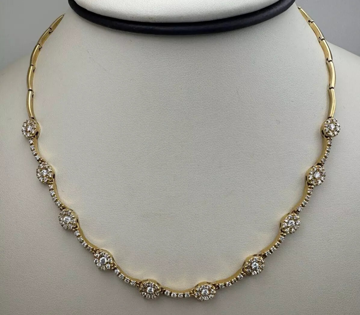 Elegant 14k Yellow Gold Diamond Link 17 Inch Chain 18 grams And 2.19 Ct Diamonds