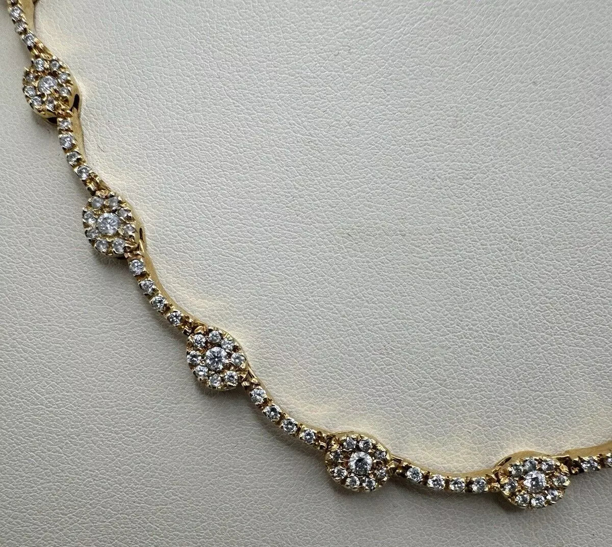 Elegant 14k Yellow Gold Diamond Link 17 Inch Chain 18 grams And 2.19 Ct Diamonds