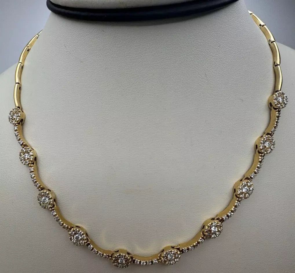 Elegant 14k Yellow Gold Diamond Link 17 Inch Chain 18 grams And 2.19 Ct Diamonds