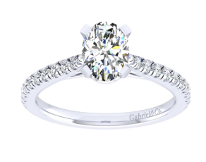 The Sarah, 14kt white gold Oval Diamond Engagement Ring, 3.37CTW by Gabriel &amp; Co. (In Stock)