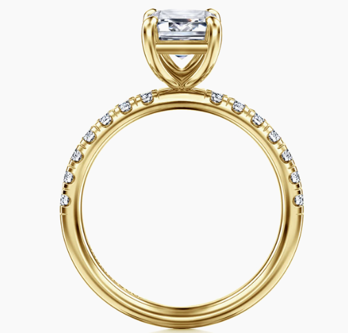 The Windslow 14kt yellow gold, Lab Created Center 3.45 Emerald Cut  CTW by Gabriel &amp; Co. (In Stock)