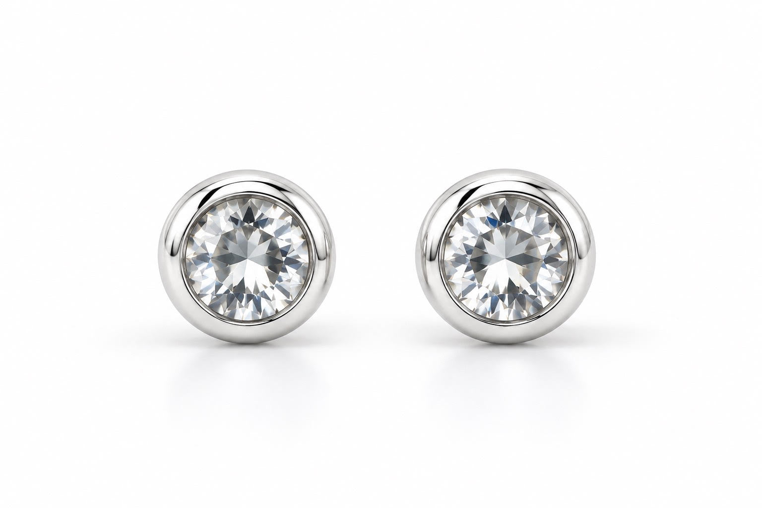 White Topaz Children Bezel-Set Stud Earrings – Classic Round Design