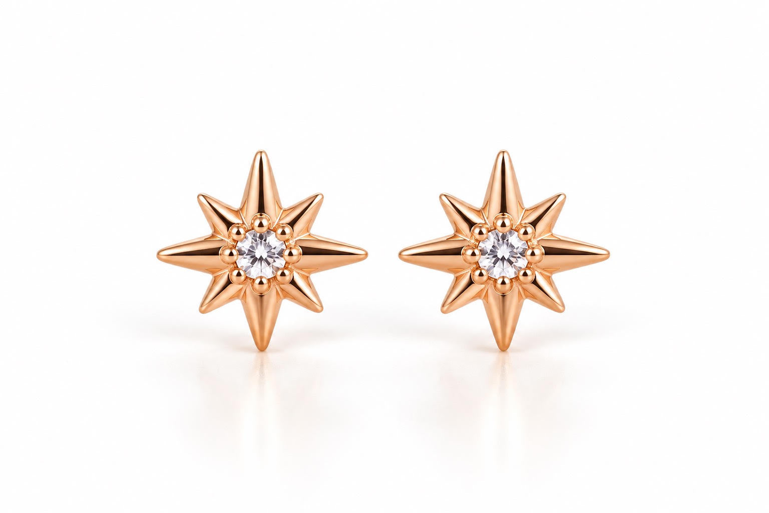 14K Rose Gold Starburst Stud Earrings with Diamonds – Children’s Fine Jewelry