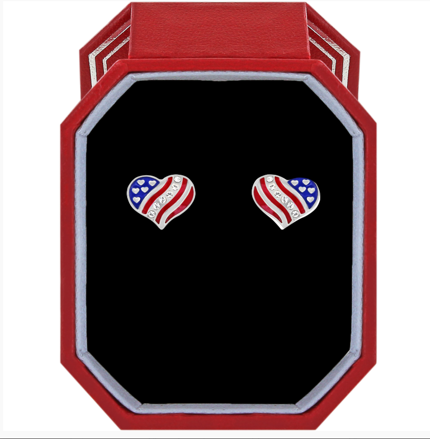 Hearts And Stripes Mini Post Earrings Gift Box by Brighton