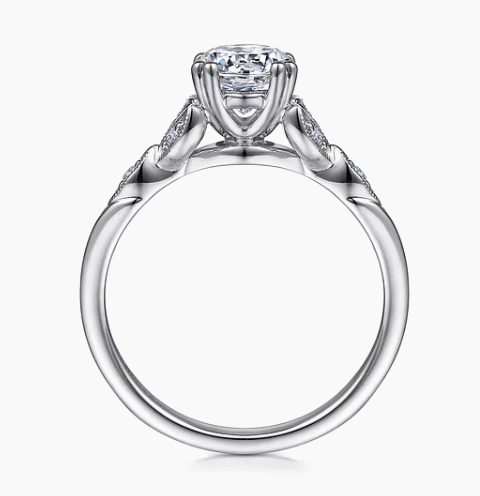 14K White Gold Round Diamond Engagement Ring -  Celia