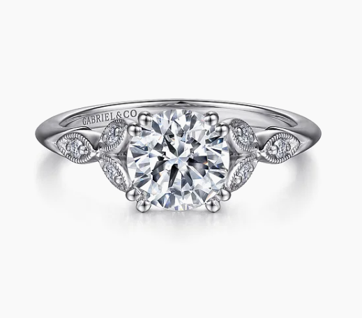 14K White Gold Round Diamond Engagement Ring -  Celia