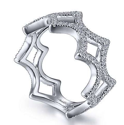 14K White Gold Open Triangular Diamond Ring