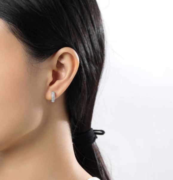 3-Row Huggie Hoop Earrings