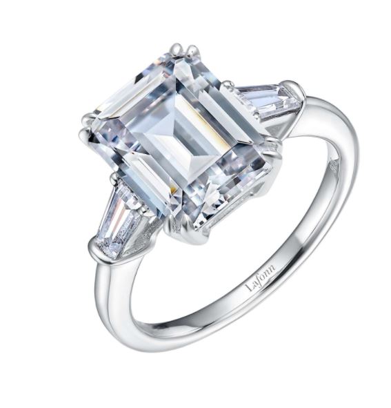 Classic Three-Stone Emerald Cut Engagement Ring by Lafonn