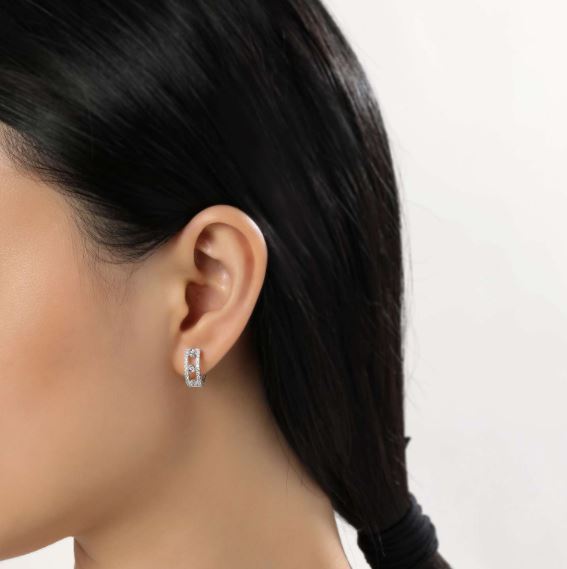 Bezel-Set Huggie Earrings