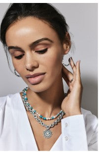 Pebble Turquoise And Pearl Necklace