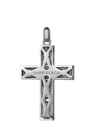 Sterling Silver Rectangular Station Cross Pendant by Gabriel and Co.