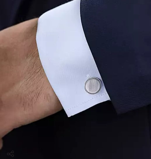 Sterling Silver Round Cufflinks with Twisted Rope Trim