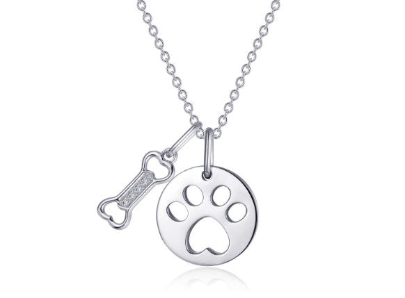 Paw Print Dog Bone Necklace