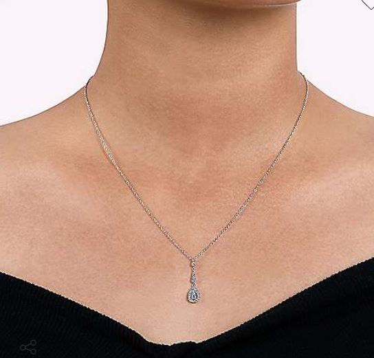 Vintage 14K White Gold Diamond Pendant Necklace