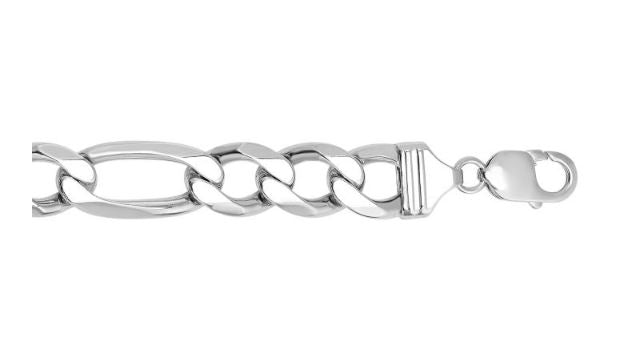 Silver 13.6mm Figaro Chain Necklace
