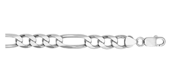 Silver 11.6mm Figaro Chain Bracelet