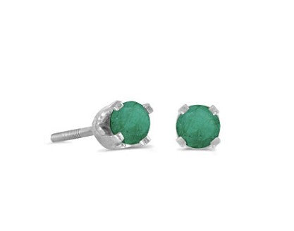14k White Gold 3mm Round Birthstonel Screw-back Stud Earrings