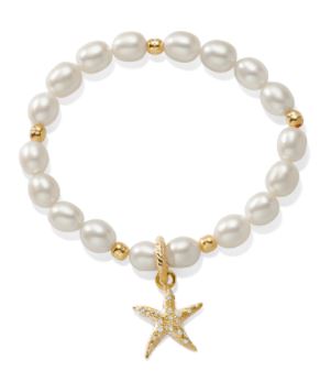Sea Shore Pearl Starfish Stretch Bracelet