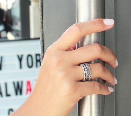 14K White Gold Scrolling Floral Diamond Ring