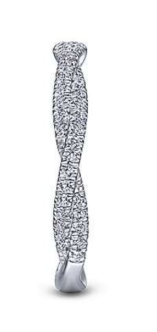 14K White Gold Diamond Pavé Twisted Stackable Band